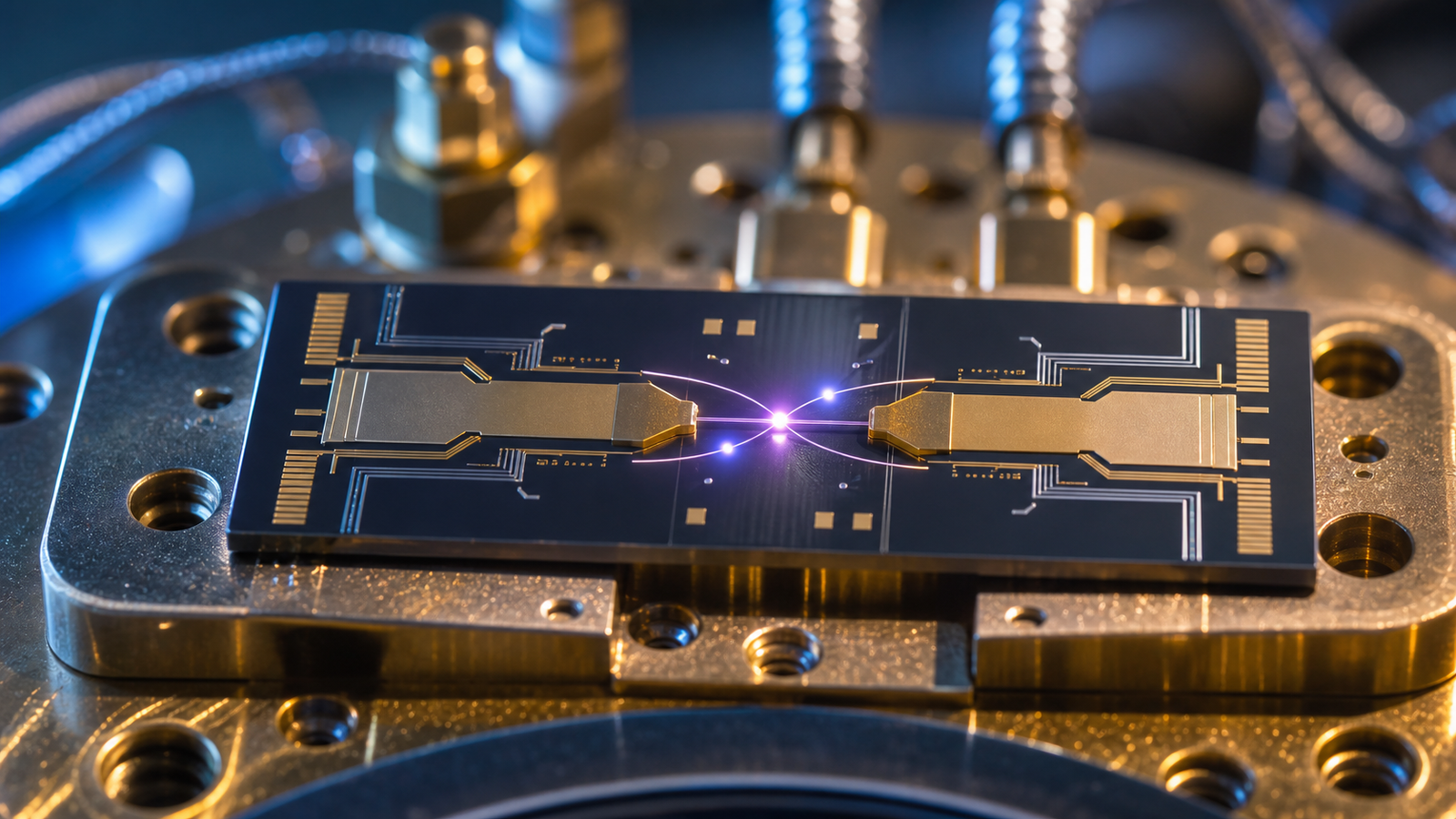 A superconducting circuit chip representing a Josephson junction and Cooper pair tunneling